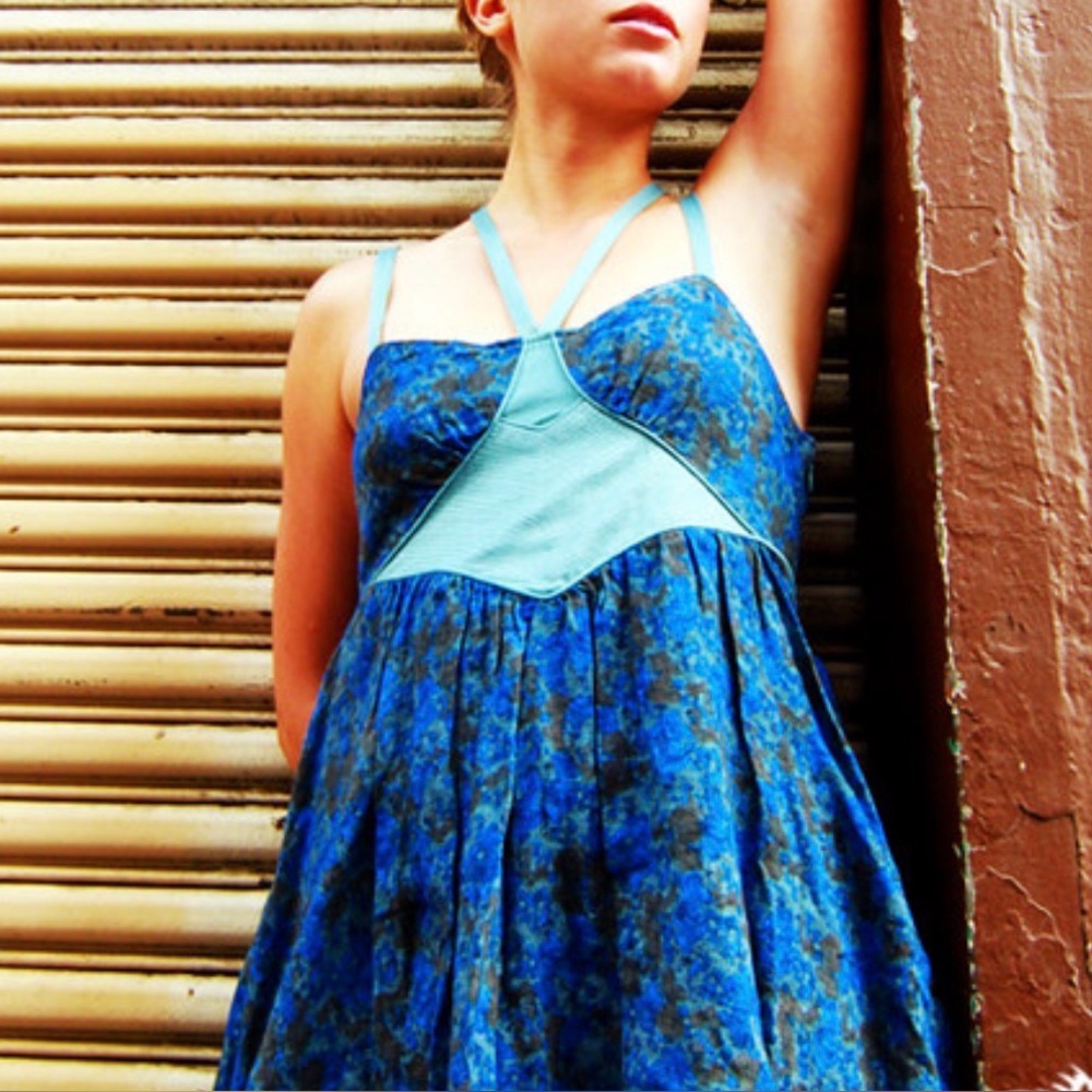 FREE PEOPLE vintage blue strappy dress